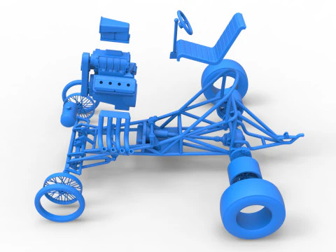 ヴィンテージ フロント エンジン ドラッグスター ベース バージョン 3 スケール 1 ～ 25 3Dプリントモデル