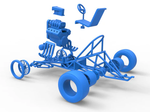 ヴィンテージ フロント エンジン ドラッグスター ベース バージョン 3 スケール 1 ～ 25 3Dプリントモデル