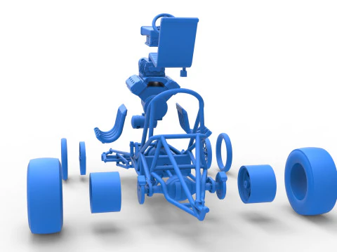 ヴィンテージ フロント エンジン ドラッグスター ベース バージョン 3 スケール 1 ～ 25 3Dプリントモデル