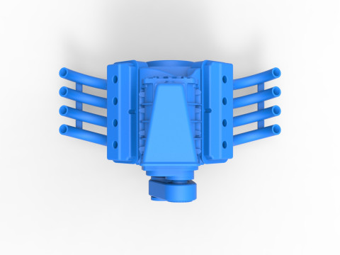 Engine V8 for vintage dragster Version 7 Scale 1 to 25 3D Print Model