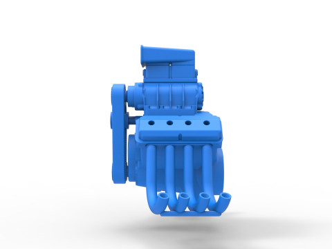 Engine V8 for vintage dragster Version 7 Scale 1 to 25 3D Print Model