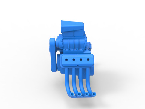 Engine V8 for vintage dragster Version 7 Scale 1 to 25 3D Print Model