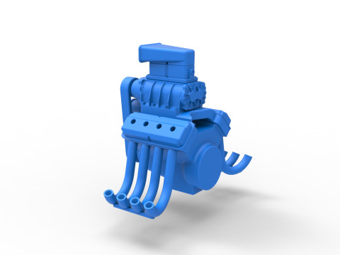 Engine V8 for vintage dragster Version 7 Scale 1 to 25 3D Print Model