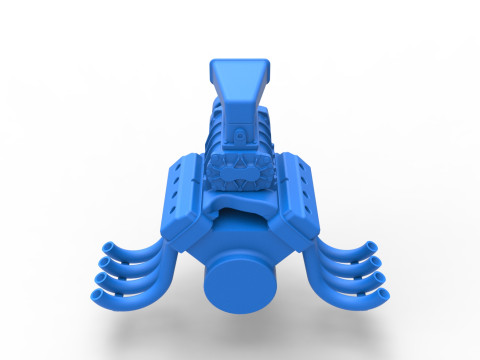Engine V8 for vintage dragster Version 7 Scale 1 to 25 3D Print Model