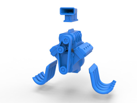 Engine V8 for vintage dragster Version 7 Scale 1 to 25 3D Print Model