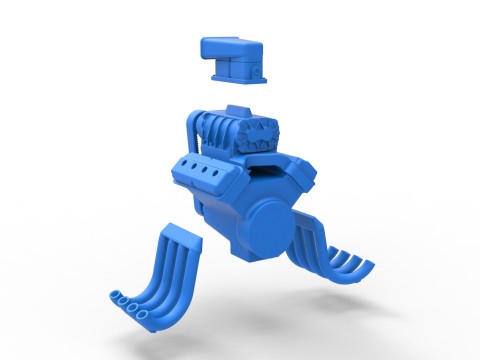Engine V8 for vintage dragster Version 7 Scale 1 to 25 3D Print Model