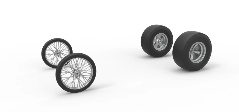 Wheel set of Vintage Front engine dragster Version 4 Scale 1 to 25 3D Print Model .c4d .max .obj .3ds .fbx .stl .blend 