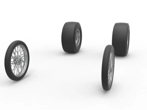 Wheel set of Vintage Front engine dragster Version 4 Scale 1 to 25 3D Print Model