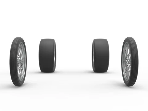 Wheel set of Vintage Front engine dragster Version 4 Scale 1 to 25 3D Print Model
