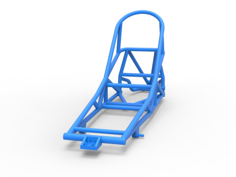 Frame of old school Front engine dragster Version 6 Scale 1 to 25 Modèles 3D en vedette