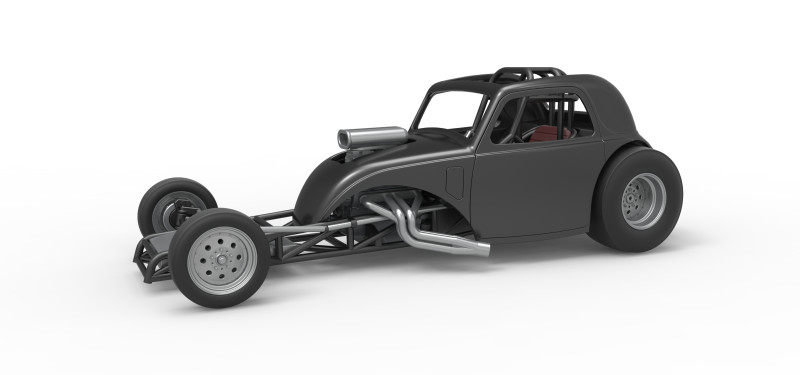 Front engine old school dragster with shell Version 11 Scale 1 to 25 3D Baskı Modeli .c4d .max .obj .3ds .fbx .stl .blend