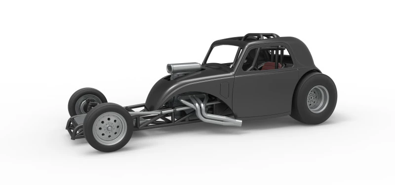 Front engine old school dragster with shell Version 11 Scale 1 to 25 3D Print Model .c4d .max .obj .3ds .fbx .stl .blend 