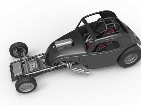 Front engine old school dragster with shell Version 11 Scale 1 to 25 3D Baskı Modeli