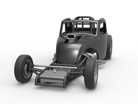 Front engine old school dragster with shell Version 11 Scale 1 to 25 3D Baskı Modeli