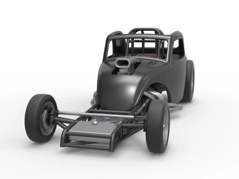 Front engine old school dragster with shell Version 11 Scale 1 to 25 3D Print Model