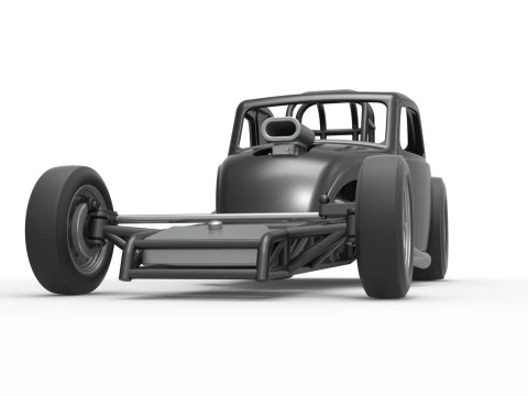 Front engine old school dragster with shell Version 11 Scale 1 to 25 3D Print Model