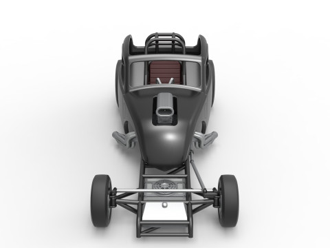 Front engine old school dragster with shell Version 11 Scale 1 to 25 3D Baskı Modeli