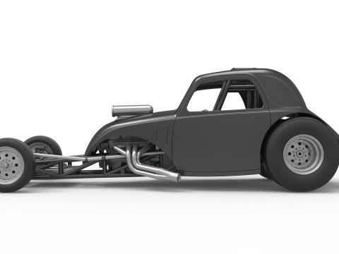 Front engine old school dragster with shell Version 11 Scale 1 to 25 3D Baskı Modeli