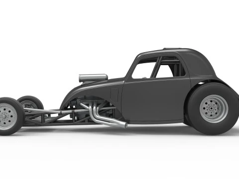 Front engine old school dragster with shell Version 11 Scale 1 to 25 3D Print Model