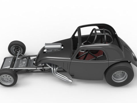 Front engine old school dragster with shell Version 11 Scale 1 to 25 3D Baskı Modeli