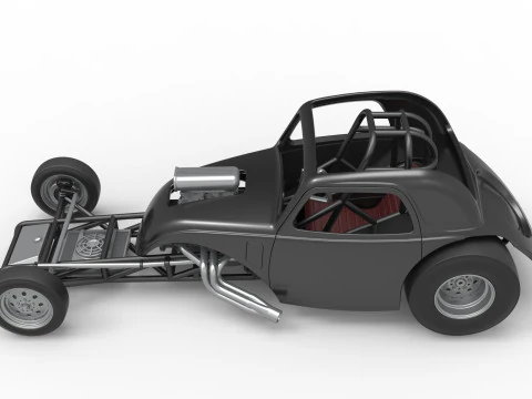 Front engine old school dragster with shell Version 11 Scale 1 to 25 3D Print Model
