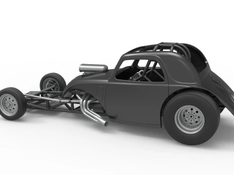 Front engine old school dragster with shell Version 11 Scale 1 to 25 3D Print Model