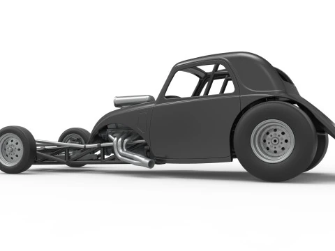 Front engine old school dragster with shell Version 11 Scale 1 to 25 3D Print Model