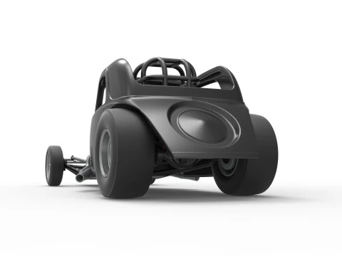 Front engine old school dragster with shell Version 11 Scale 1 to 25 3D Print Model