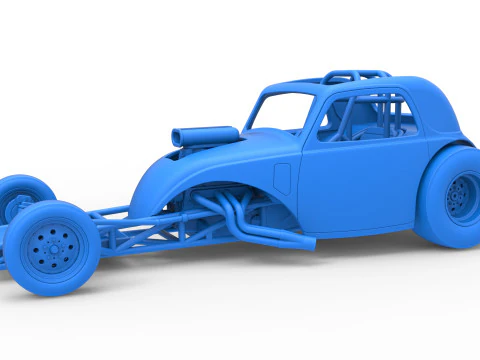 Front engine old school dragster with shell Version 11 Scale 1 to 25 3D Print Model