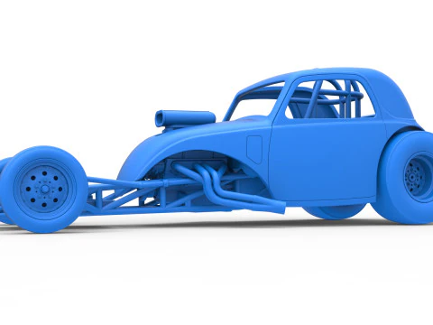 Front engine old school dragster with shell Version 11 Scale 1 to 25 3D Print Model