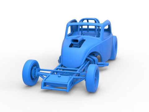 Front engine old school dragster with shell Version 11 Scale 1 to 25 3D Baskı Modeli