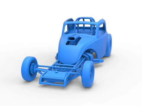 Front engine old school dragster with shell Version 11 Scale 1 to 25 3D Print Model
