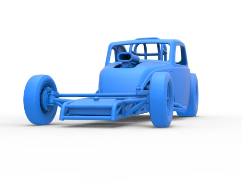 Front engine old school dragster with shell Version 11 Scale 1 to 25 3D Print Model
