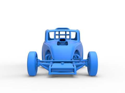 Front engine old school dragster with shell Version 11 Scale 1 to 25 3D Baskı Modeli