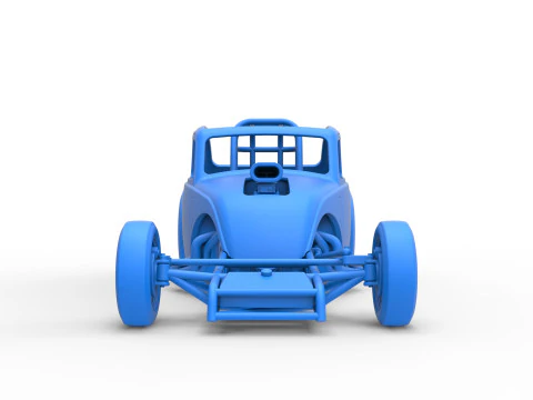 Front engine old school dragster with shell Version 11 Scale 1 to 25 3D Print Model