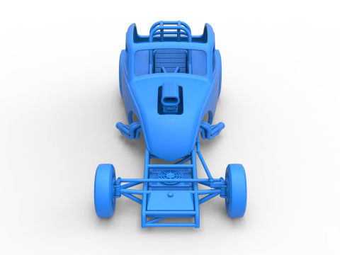 Front engine old school dragster with shell Version 11 Scale 1 to 25 3D Baskı Modeli