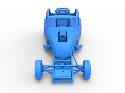 Front engine old school dragster with shell Version 11 Scale 1 to 25 3D Print Model