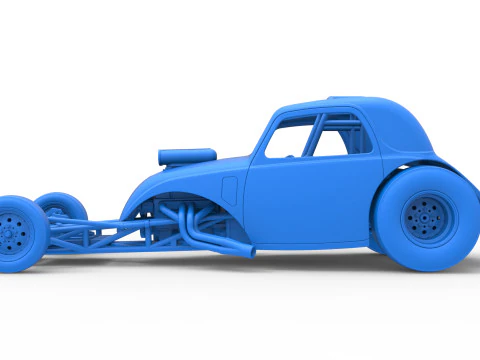 Front engine old school dragster with shell Version 11 Scale 1 to 25 3D Print Model