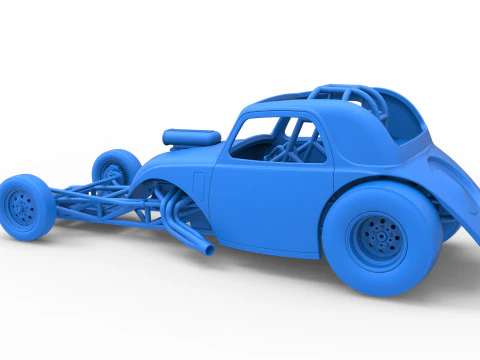 Front engine old school dragster with shell Version 11 Scale 1 to 25 3D Print Model