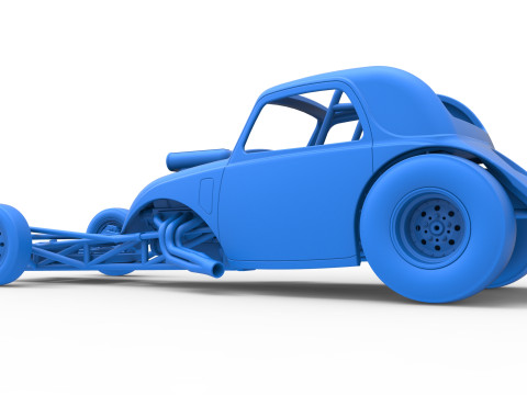 Front engine old school dragster with shell Version 11 Scale 1 to 25 3D Baskı Modeli