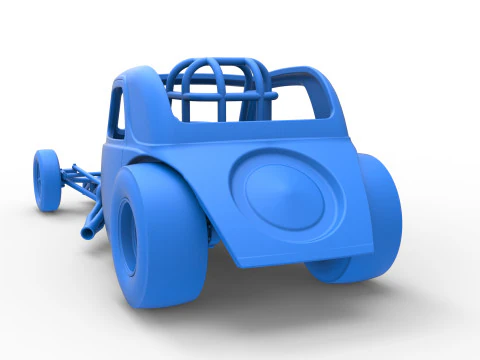 Front engine old school dragster with shell Version 11 Scale 1 to 25 3D Print Model