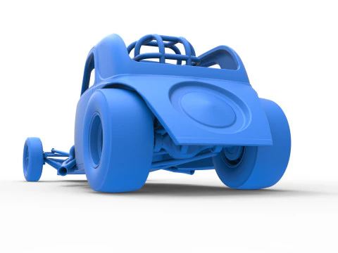 Front engine old school dragster with shell Version 11 Scale 1 to 25 3D Print Model