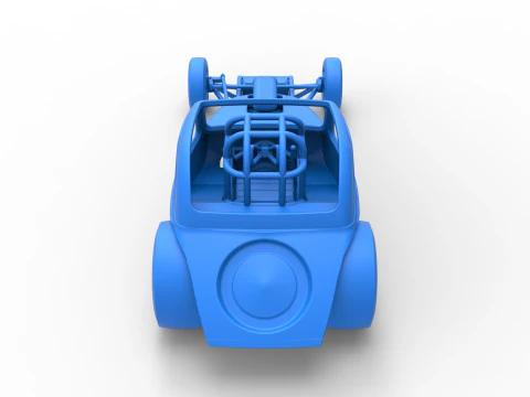 Front engine old school dragster with shell Version 11 Scale 1 to 25 3D Print Model