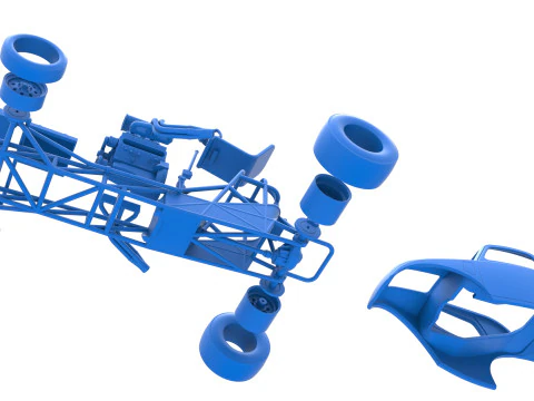 Front engine old school dragster with shell Version 11 Scale 1 to 25 3D Print Model