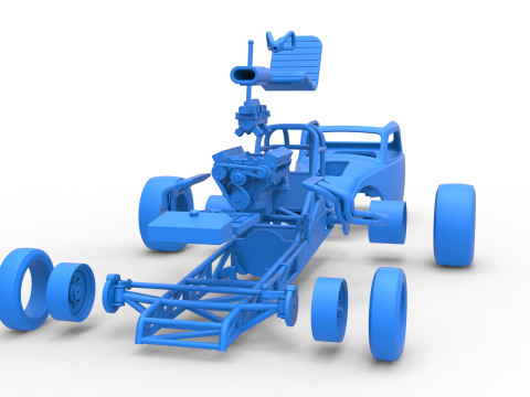 Front engine old school dragster with shell Version 11 Scale 1 to 25 3D Baskı Modeli
