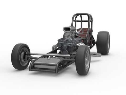 Vintage Front engine dragster Base Version 4 Scale 1 to 25 3D 프린트 모델