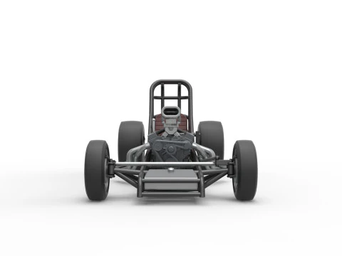 Dragster com motor dianteiro vintage vers&atilde;o base 4 escala 1 a 25 Modelo de Impressão 3D