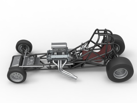 Vintage Front engine dragster Base Version 4 Scale 1 to 25 3D 프린트 모델