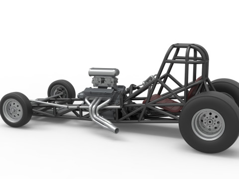 Vintage Front engine dragster Base Version 4 Scale 1 to 25 3D 프린트 모델