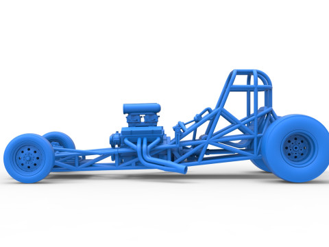 Vintage Front engine dragster Base Version 4 Scale 1 to 25 3D 프린트 모델